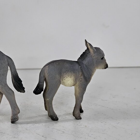 Mojo Donkey Jenny Mom And Foal Baby Figurine Set Plastic Toy Equus Asinus - Picture 5 of 10
